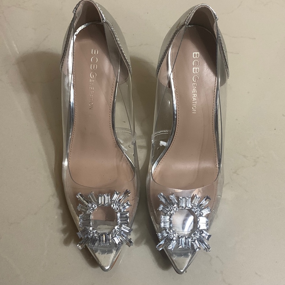 BCBG Silver Pumps